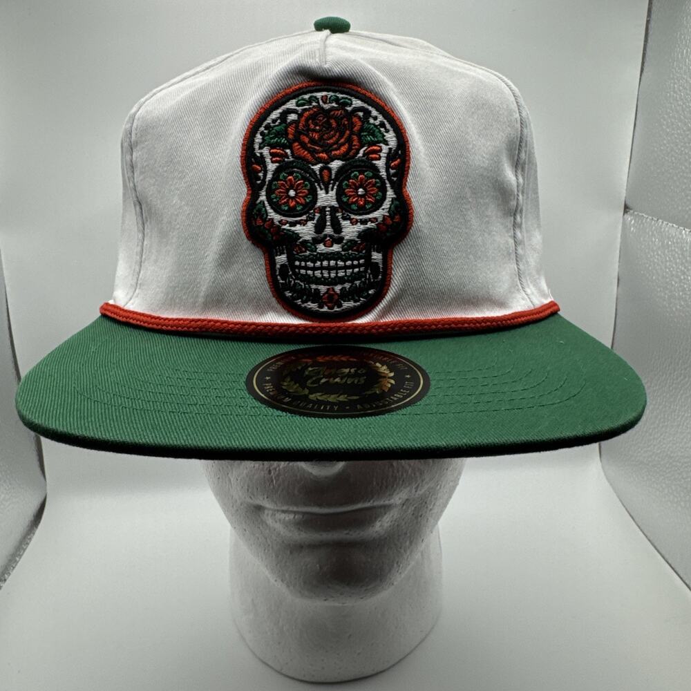 Sugar Skull Golf Snapback Rings & Crowns Snapback Golfer Red White Green Sarape
